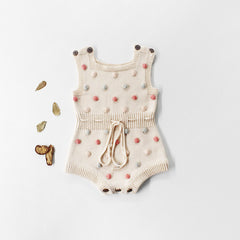 Handmade colorful hair ball baby romper romper - Happy Coo Handmade colorful hair ball baby romper romper - Happy Coo