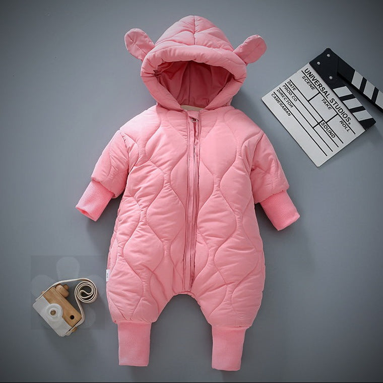 LONG SLEEVE HOODED BABY ROMPER - Happy Coo LONG SLEEVE HOODED BABY ROMPER - Happy Coo