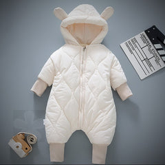 LONG SLEEVE HOODED BABY ROMPER - Happy Coo LONG SLEEVE HOODED BABY ROMPER - Happy Coo