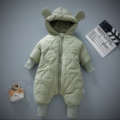 LONG SLEEVE HOODED BABY ROMPER - Happy Coo LONG SLEEVE HOODED BABY ROMPER - Happy Coo