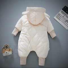 LONG SLEEVE HOODED BABY ROMPER - Happy Coo LONG SLEEVE HOODED BABY ROMPER - Happy Coo
