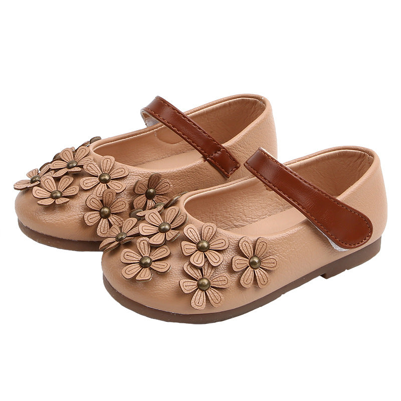 Girls' Flower Non-Slip Leather Shoes - Happy Coo Girls' Flower Non-Slip Leather Shoes - Happy Coo