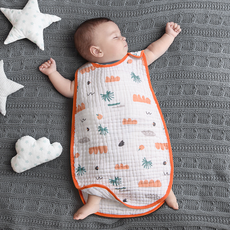 Cotton Gauze Sleeveless Newborn Sleeping Bag - Happy Coo Cotton Gauze Sleeveless Newborn Sleeping Bag - Happy Coo