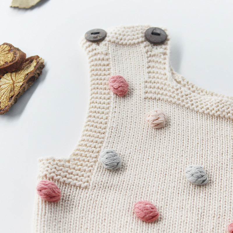 Handmade colorful hair ball baby romper romper - Happy Coo Handmade colorful hair ball baby romper romper - Happy Coo