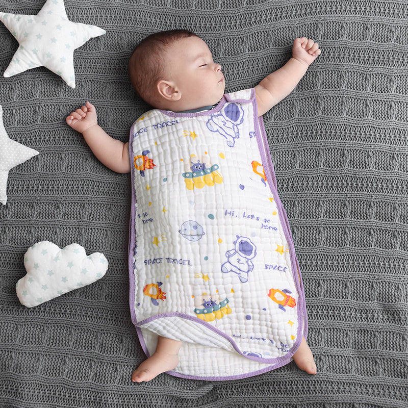 Cotton Gauze Sleeveless Newborn Sleeping Bag - Happy Coo Cotton Gauze Sleeveless Newborn Sleeping Bag - Happy Coo