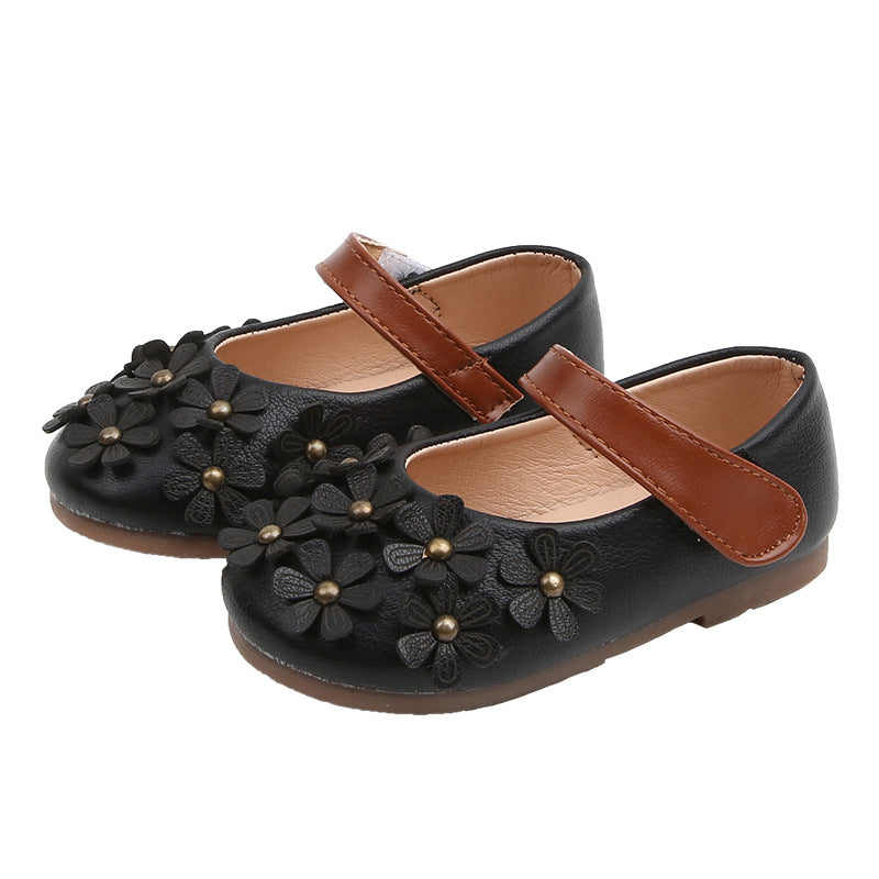 Girls' Flower Non-Slip Leather Shoes - Happy Coo Girls' Flower Non-Slip Leather Shoes - Happy Coo