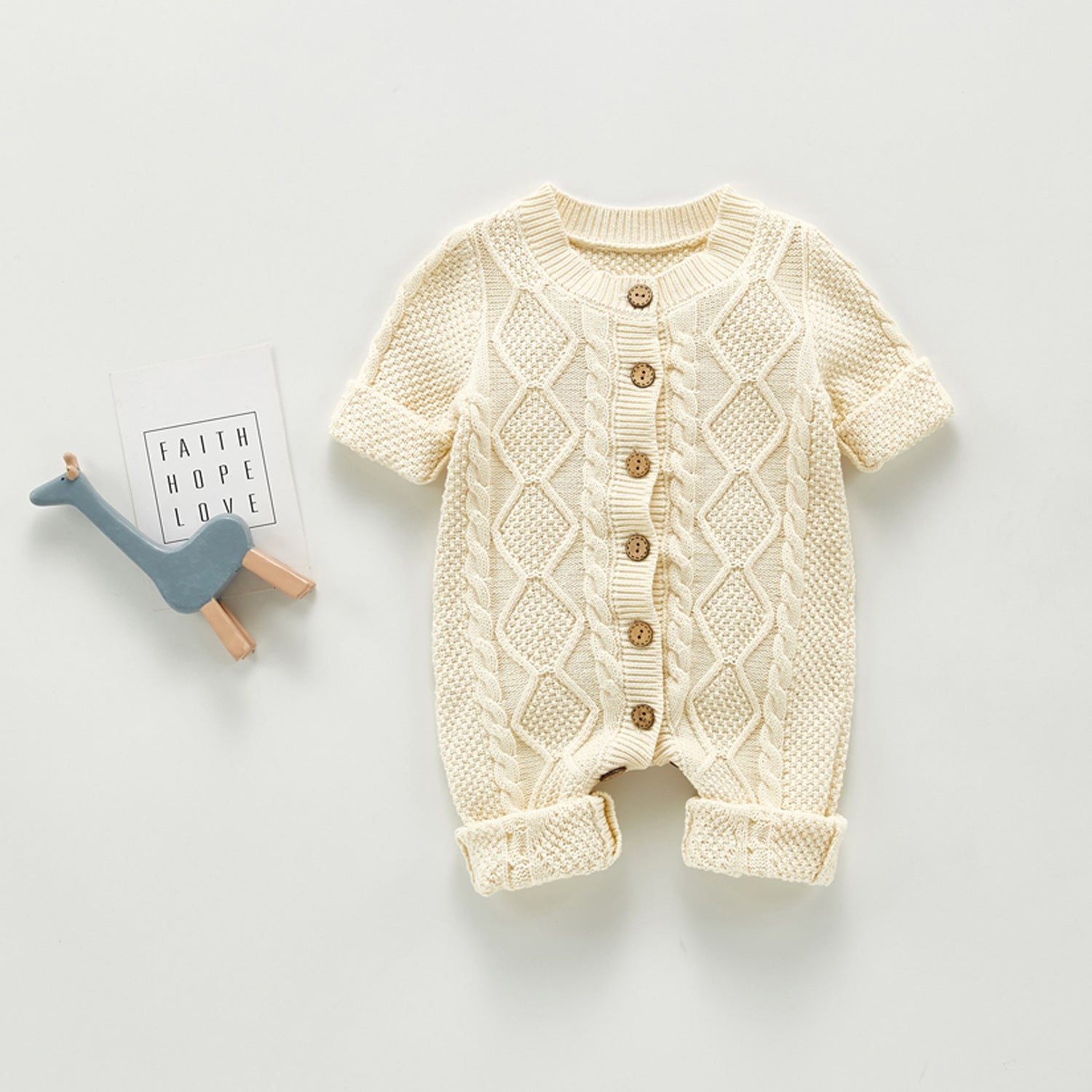 Baby Cotton and Woolen Bodysuit - Happy Coo Baby Cotton and Woolen Bodysuit - Happy Coo