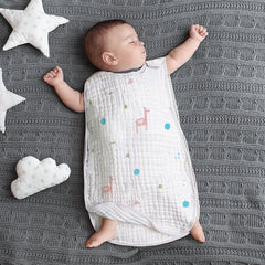 Cotton Gauze Sleeveless Newborn Sleeping Bag - Happy Coo Cotton Gauze Sleeveless Newborn Sleeping Bag - Happy Coo