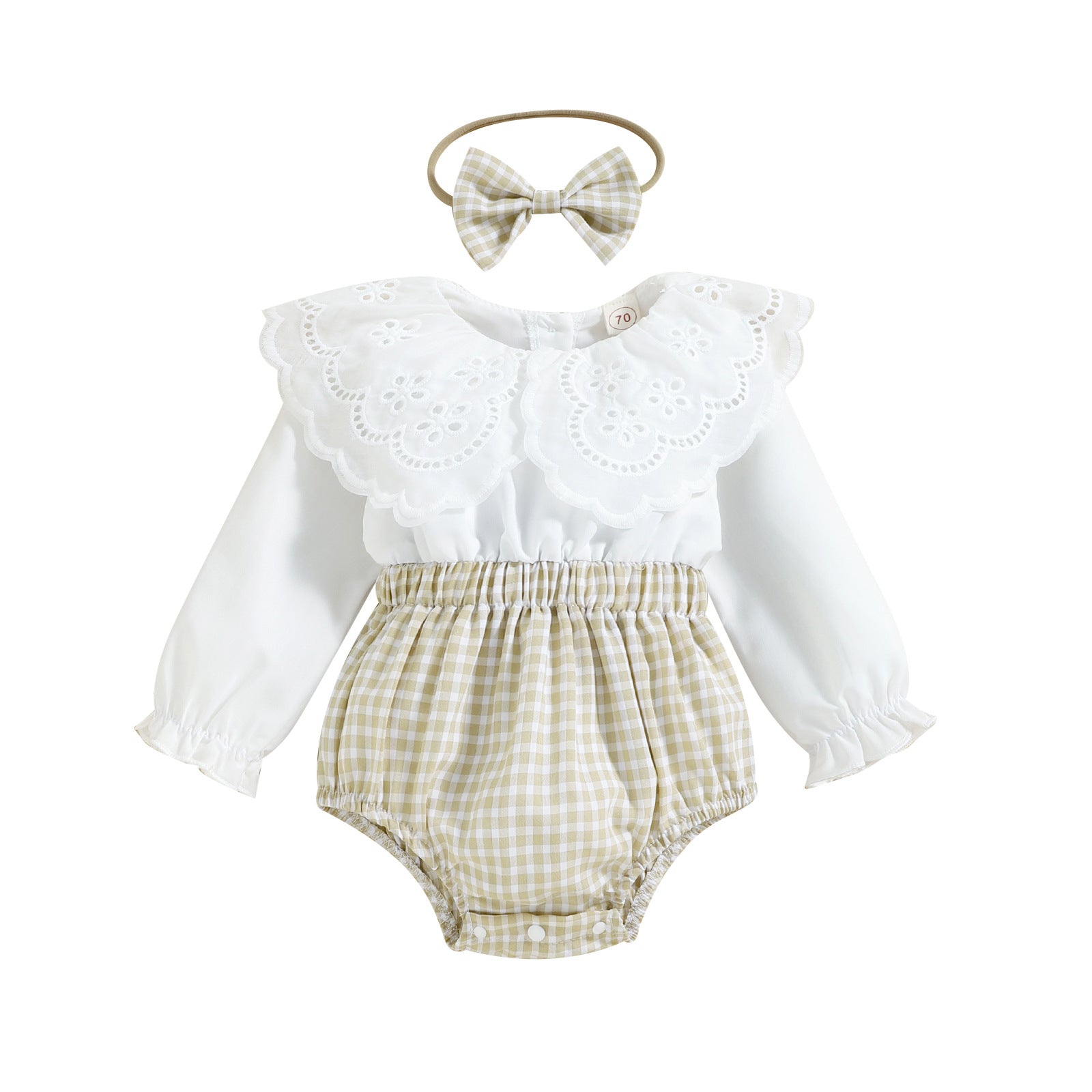 Lace Doll Neck Long Sleeve Romper for Baby Girl - Happy Coo Lace Doll Neck Long Sleeve Romper for Baby Girl - Happy Coo