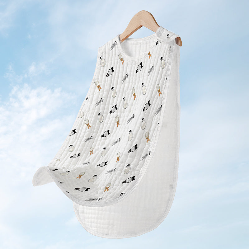 Cotton Gauze Sleeveless Newborn Sleeping Bag - Happy Coo Cotton Gauze Sleeveless Newborn Sleeping Bag - Happy Coo