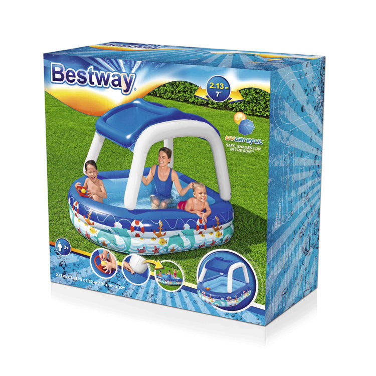 Sunshade Pool Children's Paddling Swimming Pool - Happy Coo Sunshade Pool Children's Paddling Swimming Pool - Happy Coo