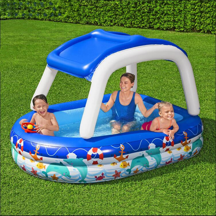 Sunshade Pool Children's Paddling Swimming Pool - Happy Coo Sunshade Pool Children's Paddling Swimming Pool - Happy Coo