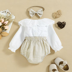 Lace Doll Neck Long Sleeve Romper for Baby Girl - Happy Coo Lace Doll Neck Long Sleeve Romper for Baby Girl - Happy Coo