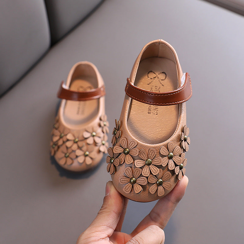 Girls' Flower Non-Slip Leather Shoes - Happy Coo Girls' Flower Non-Slip Leather Shoes - Happy Coo