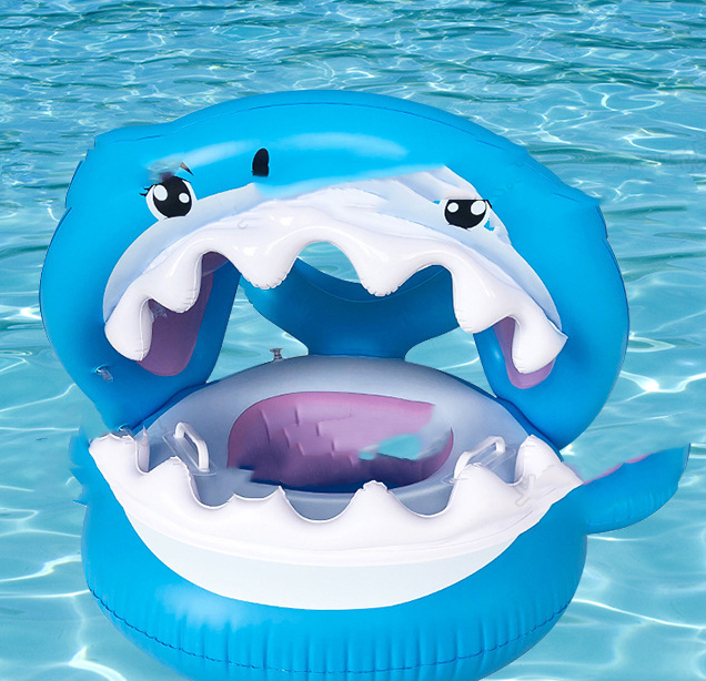 Inflatable Awning Shark Swimming Ring - Happy Coo Inflatable Awning Shark Swimming Ring - Happy Coo