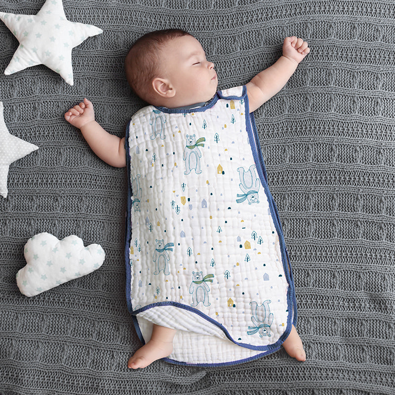 Cotton Gauze Sleeveless Newborn Sleeping Bag - Happy Coo Cotton Gauze Sleeveless Newborn Sleeping Bag - Happy Coo