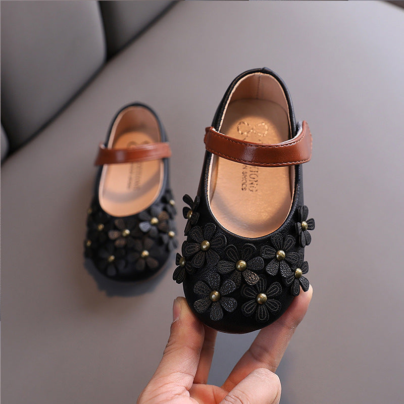 Girls' Flower Non-Slip Leather Shoes - Happy Coo Girls' Flower Non-Slip Leather Shoes - Happy Coo