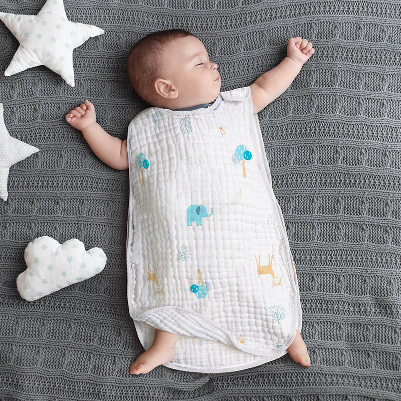 Cotton Gauze Sleeveless Newborn Sleeping Bag - Happy Coo Cotton Gauze Sleeveless Newborn Sleeping Bag - Happy Coo