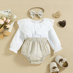 Lace Doll Neck Long Sleeve Romper for Baby Girl - Happy Coo Lace Doll Neck Long Sleeve Romper for Baby Girl - Happy Coo