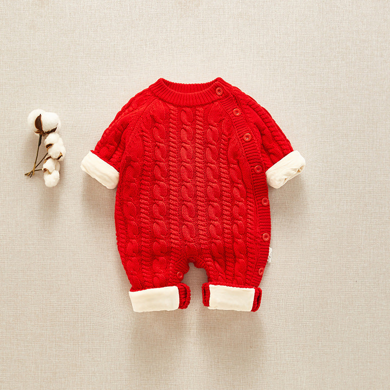 Newborn Baby Velvet One-piece Bottoming Shirt - Happy Coo Newborn Baby Velvet One-piece Bottoming Shirt - Happy Coo