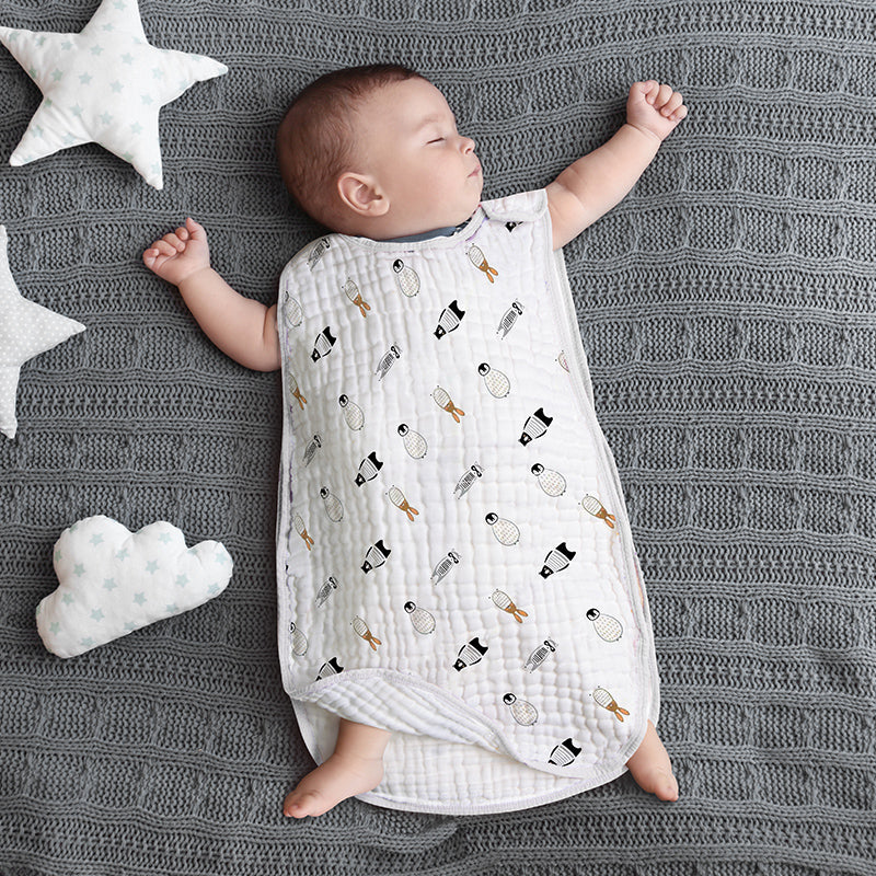 Cotton Gauze Sleeveless Newborn Sleeping Bag - Happy Coo Cotton Gauze Sleeveless Newborn Sleeping Bag - Happy Coo