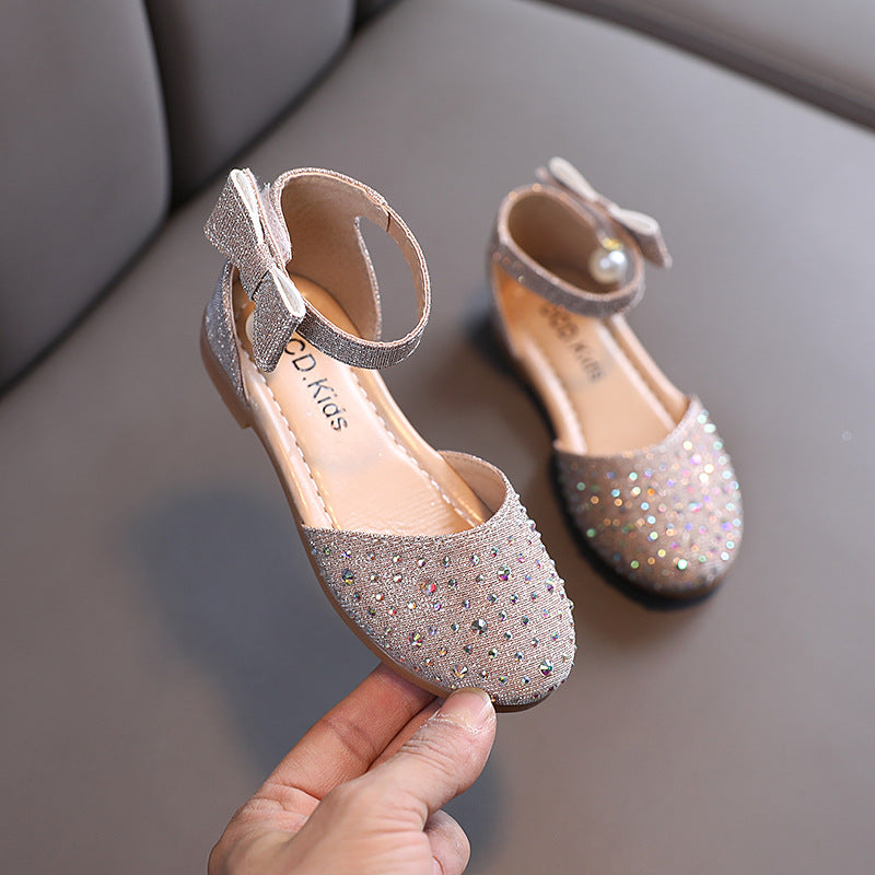 Pearl Rhinestone Cute Leather Shoes for Princess - Happy Coo