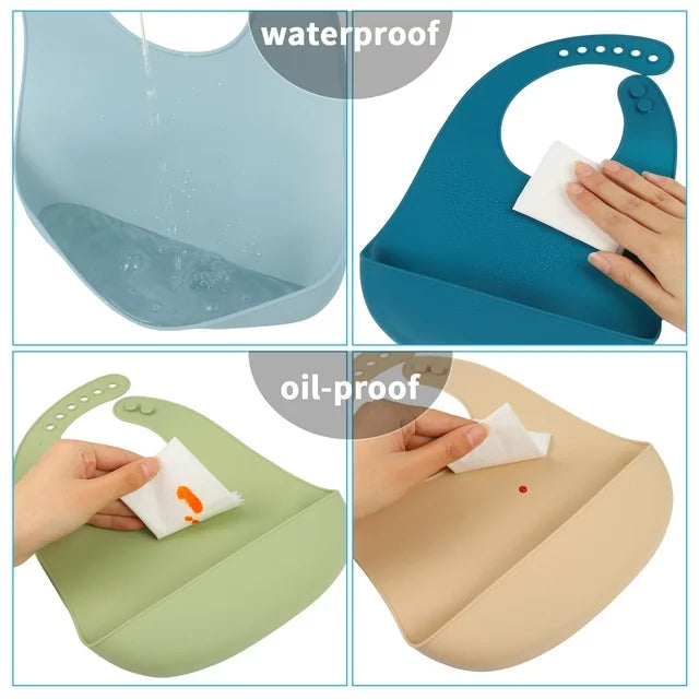 Soft Waterproof Silicone Baby Bib - Happy Coo