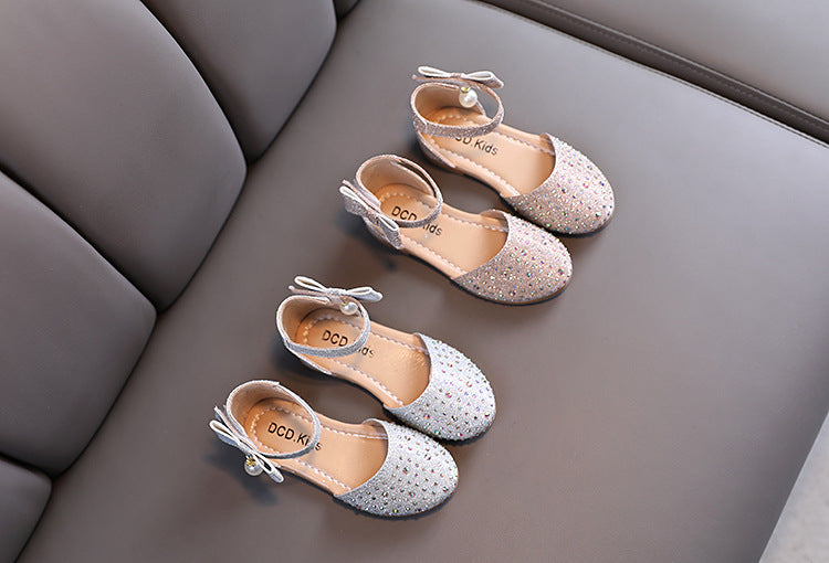 Pearl Rhinestone Cute Leather Shoes for Princess - Happy Coo