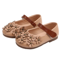 Girls' Flower Non-Slip Leather Shoes - Happy Coo