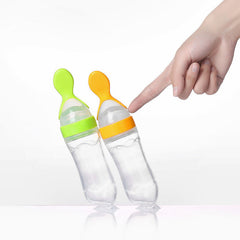 Silicone Feeding Bottle with Spoon for Baby - Happy Coo