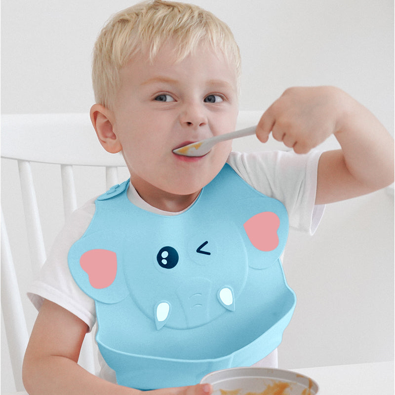 Cartoon Design Silicone Baby Bib - Happy Coo