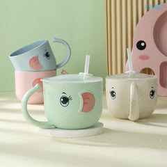 Kid's Feeding Silicone Mug with Straw - Happy Coo