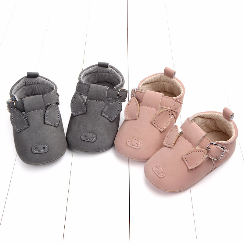 Cartoon Animal Matte Leather Baby Shoes - Happy Coo