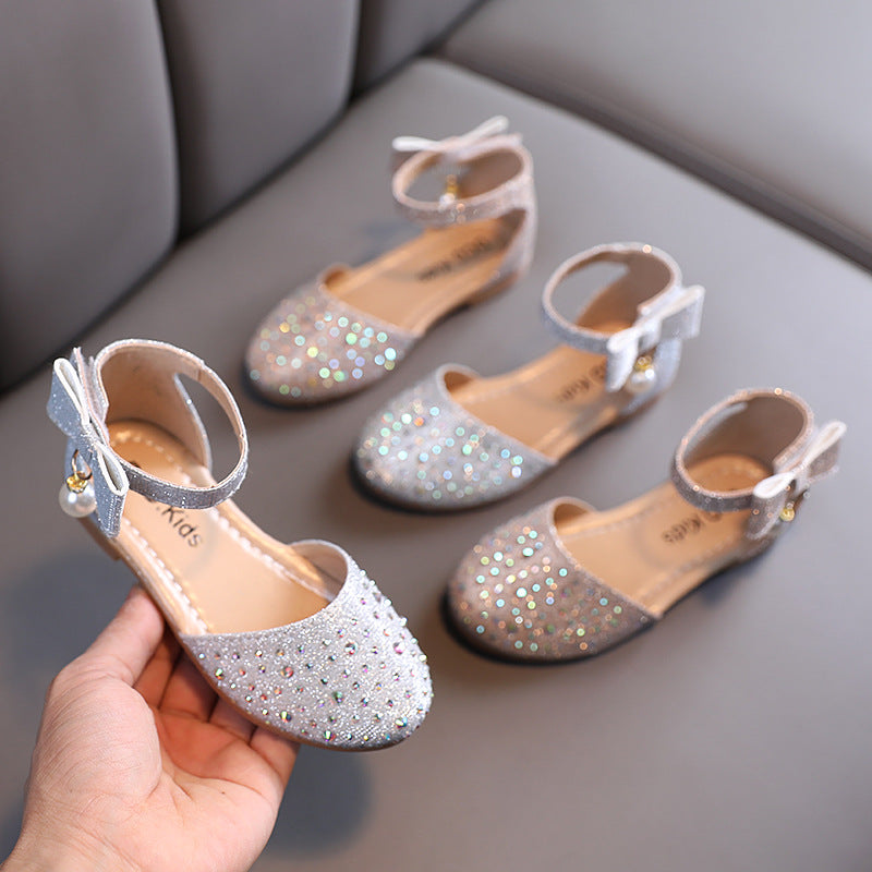 Pearl Rhinestone Cute Leather Shoes for Princess - Happy Coo