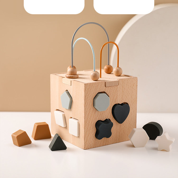 Wooden Perforated Baby Puzzle Toy Blocks - Happy Coo