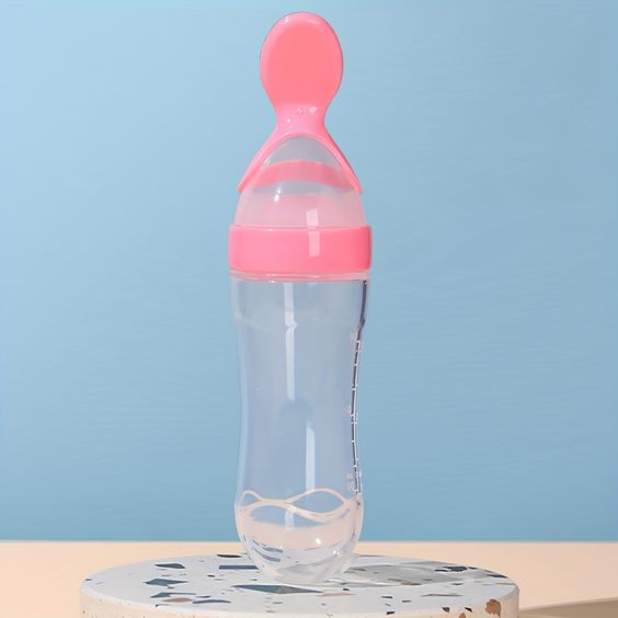 Silicone Feeding Bottle with Spoon for Baby - Happy Coo