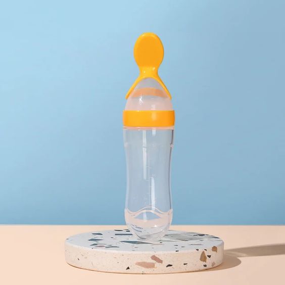 Silicone Feeding Bottle with Spoon for Baby - Happy Coo