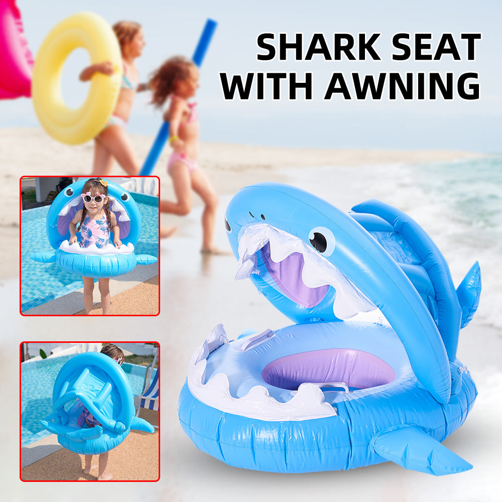 Inflatable Awning Shark Swimming Ring - Happy Coo