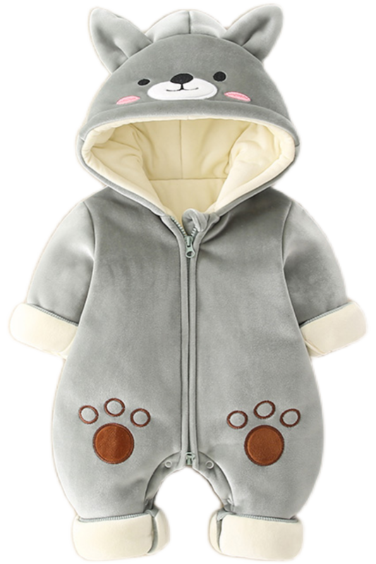 Newborn Baby Cartoon Clothes Autumn And Winter Plus Cotton Romper Climbing Clothes For Men And Women - Happy Coo