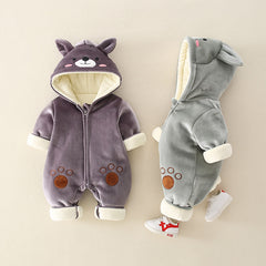 Newborn Baby Cartoon Clothes Autumn And Winter Plus Cotton Romper Climbing Clothes For Men And Women - Happy Coo